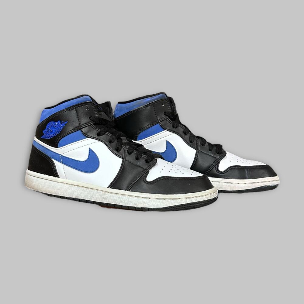 Air Jordan 1 Mid Black Royal Blue White Men’s Shoes Size 9.5
